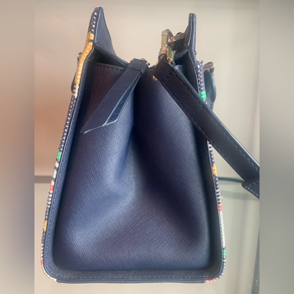 Kate Spade Cameron Boardwalk Stripe Medium Satchel Navy Saffiano Leather - Picture 4 of 11